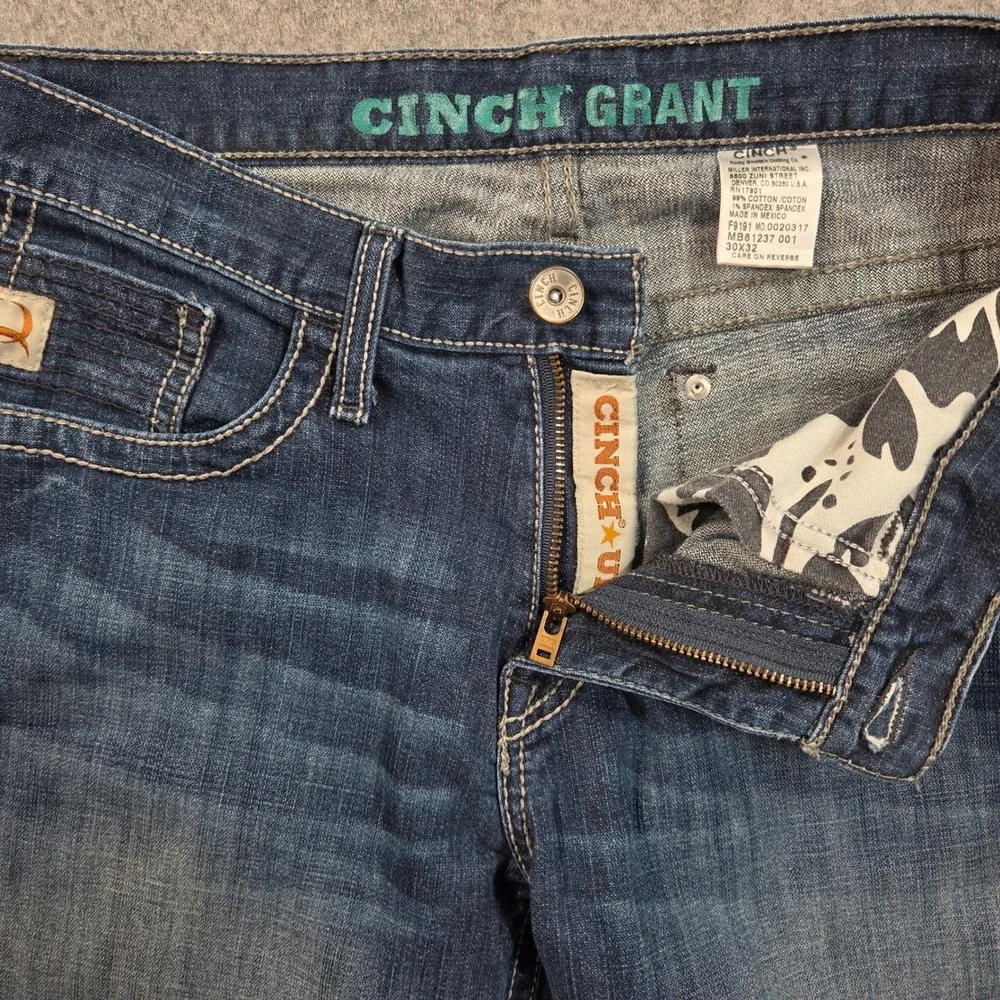 Cinch Grant Mens Relaxed Bootcut Jeans Dark Wash Stretch 30x32 MB61237001